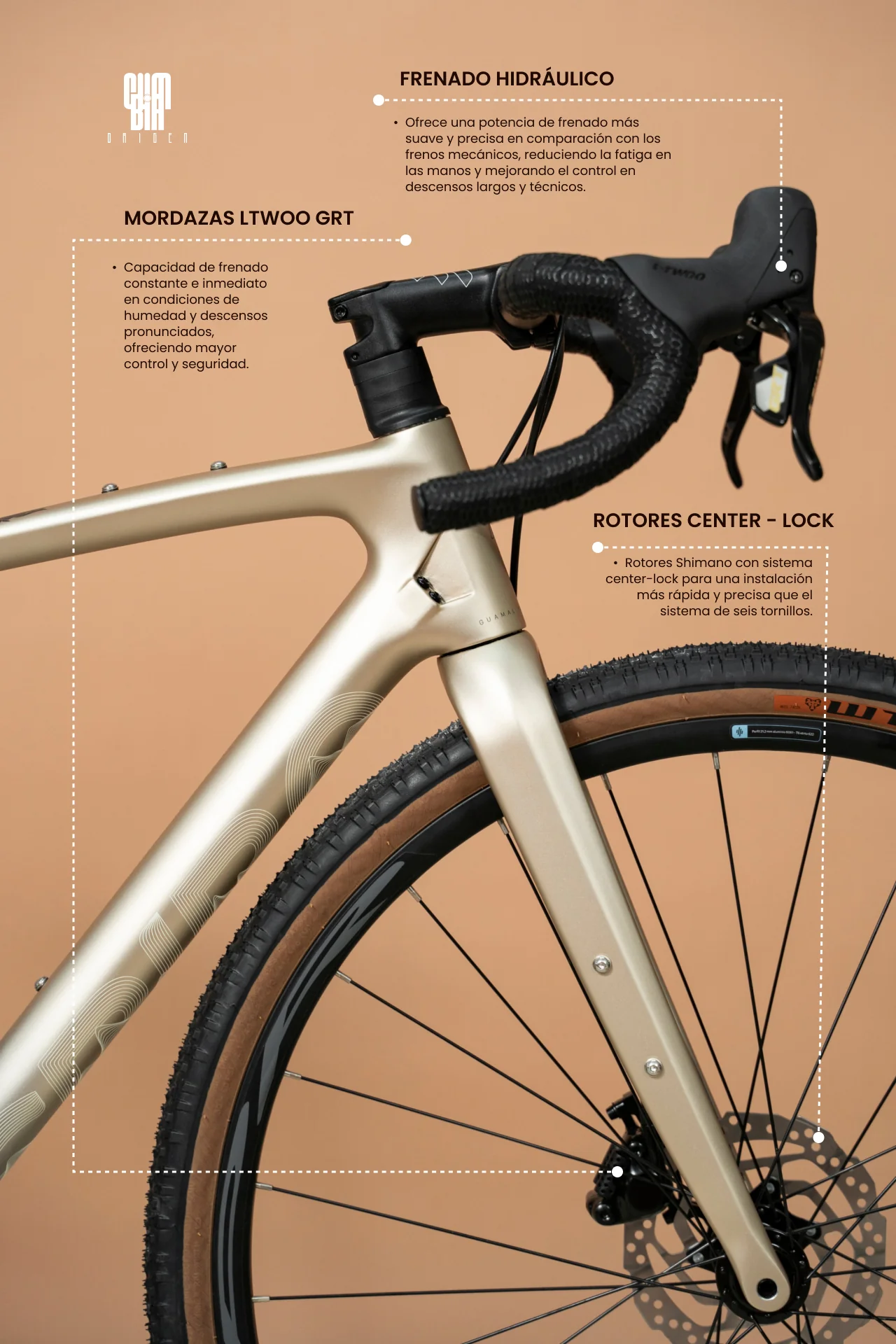 Bicicleta de gravel ORIGEN en carbono con grupo LTWOO GRT de 1x12 velocidades - Image 7