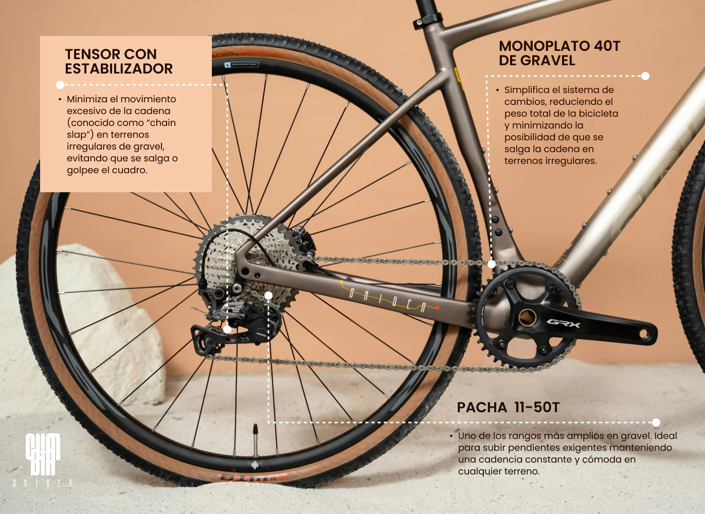 Bicicleta de gravel ORIGEN en carbono con grupo LTWOO GRT de 1x12 velocidades - Image 9