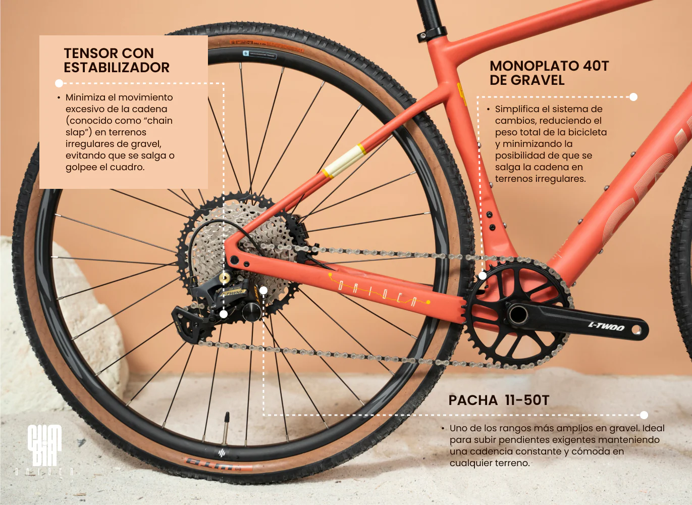 Bicicleta de gravel ORIGEN en carbono con grupo LTWOO GRT de 1x12 velocidades - Image 10