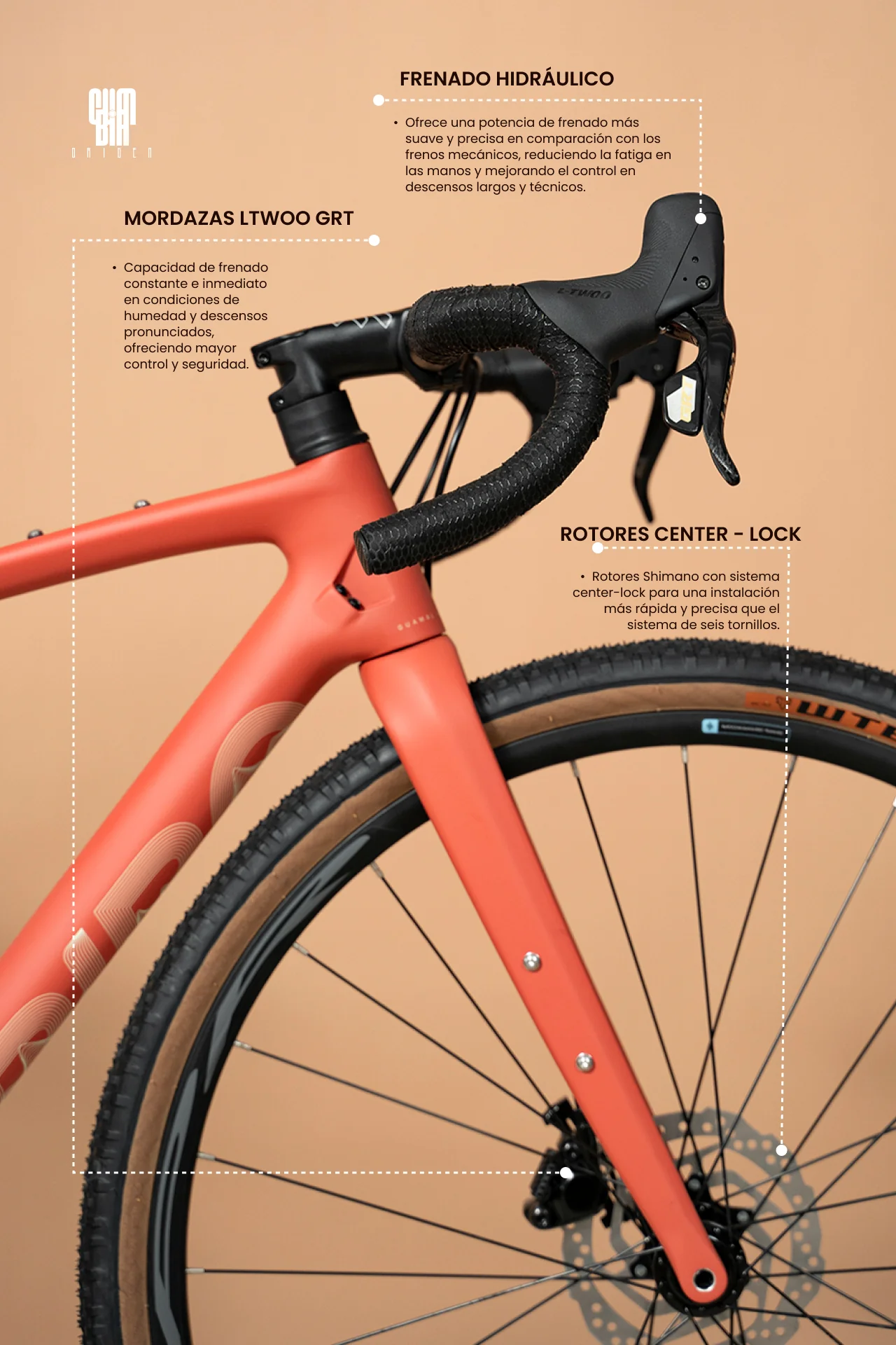 Bicicleta de gravel ORIGEN en carbono con grupo LTWOO GRT de 1x12 velocidades - Image 8