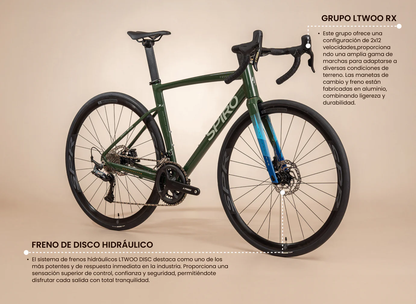 Bicicleta de ruta FREEDOM en aluminio con tenedor en carbono y LTWOO RX de 2x12 vel. - Image 15