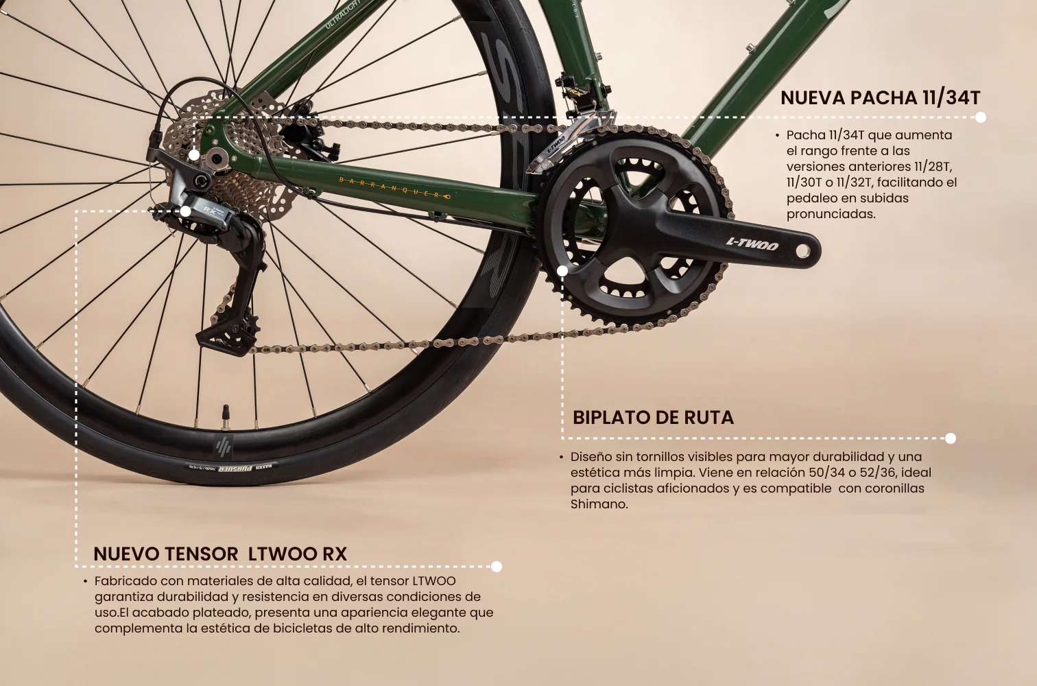 Bicicleta de ruta FREEDOM en aluminio con tenedor en carbono y LTWOO RX de 2x12 vel. - Image 3