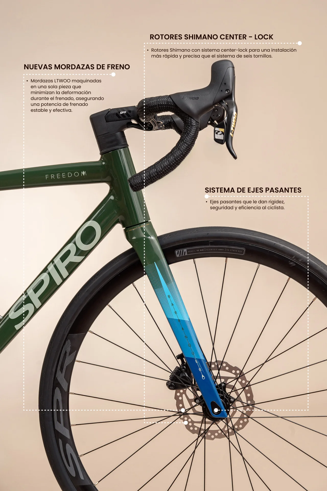 Bicicleta de ruta FREEDOM en aluminio con tenedor en carbono y LTWOO RX de 2x12 vel. - Image 5
