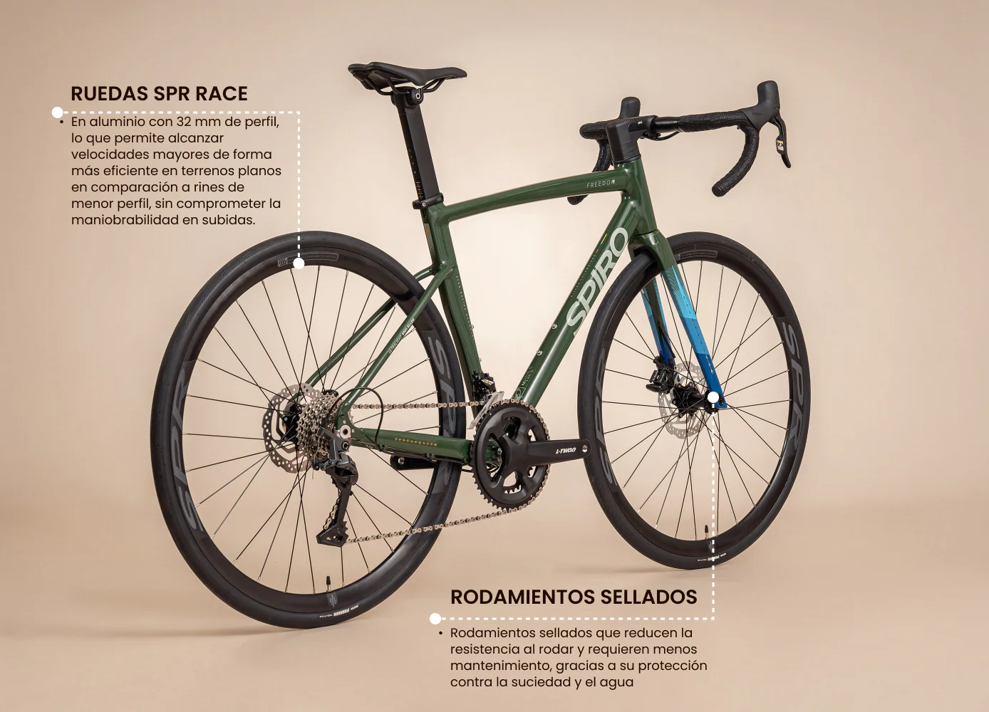Bicicleta de ruta FREEDOM en aluminio con tenedor en carbono y LTWOO RX de 2x12 vel. - Image 7