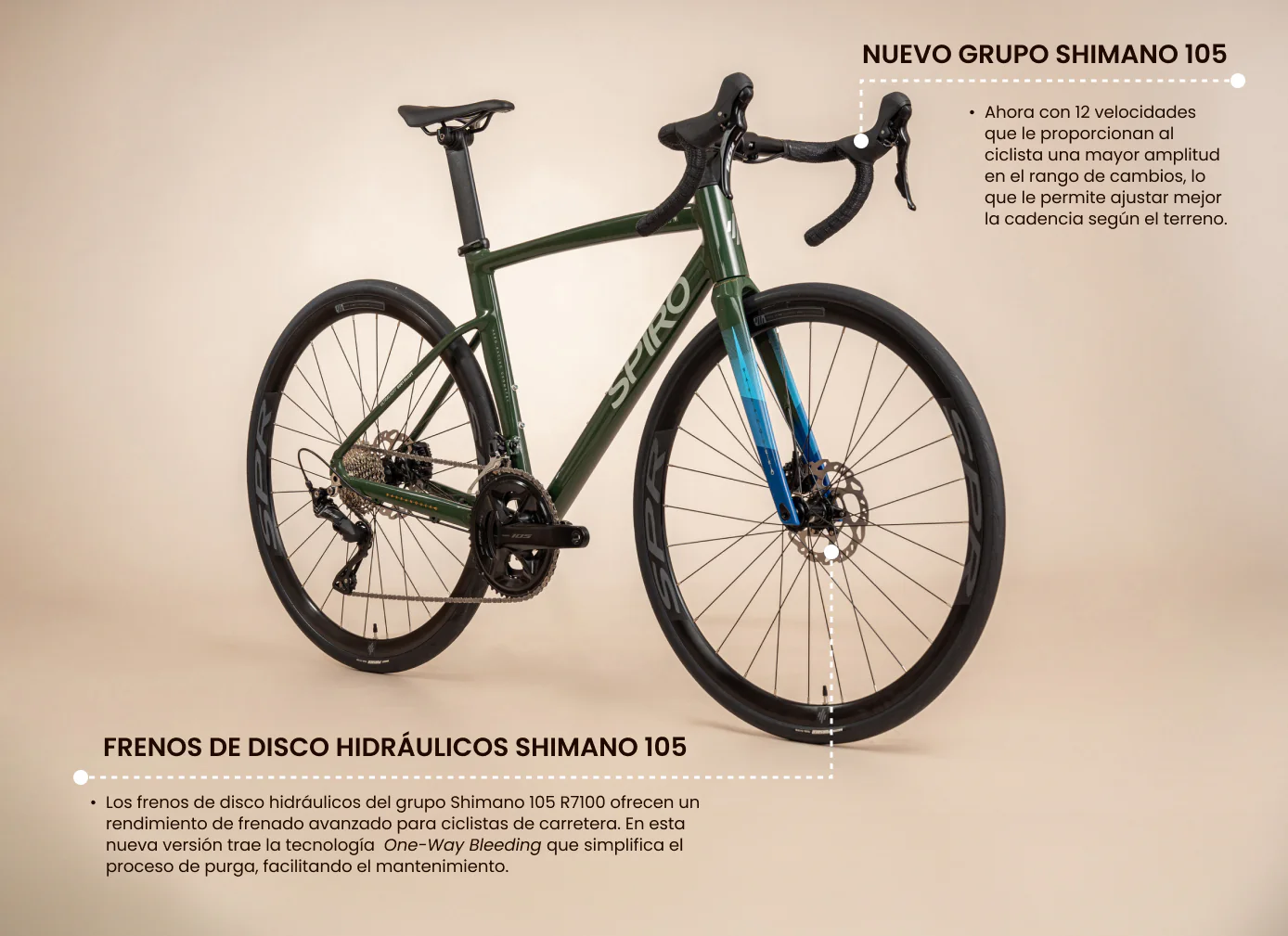 Bicicleta de ruta FREEDOM en aluminio con tenedor en carbono y Shimano 105 de 2x12 vel. - Image 9