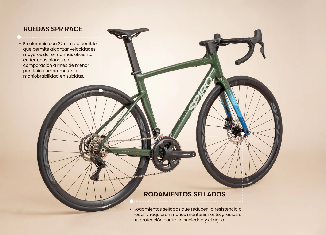 Bicicleta de ruta FREEDOM en aluminio con tenedor en carbono de 2x10 vel. - Image 12