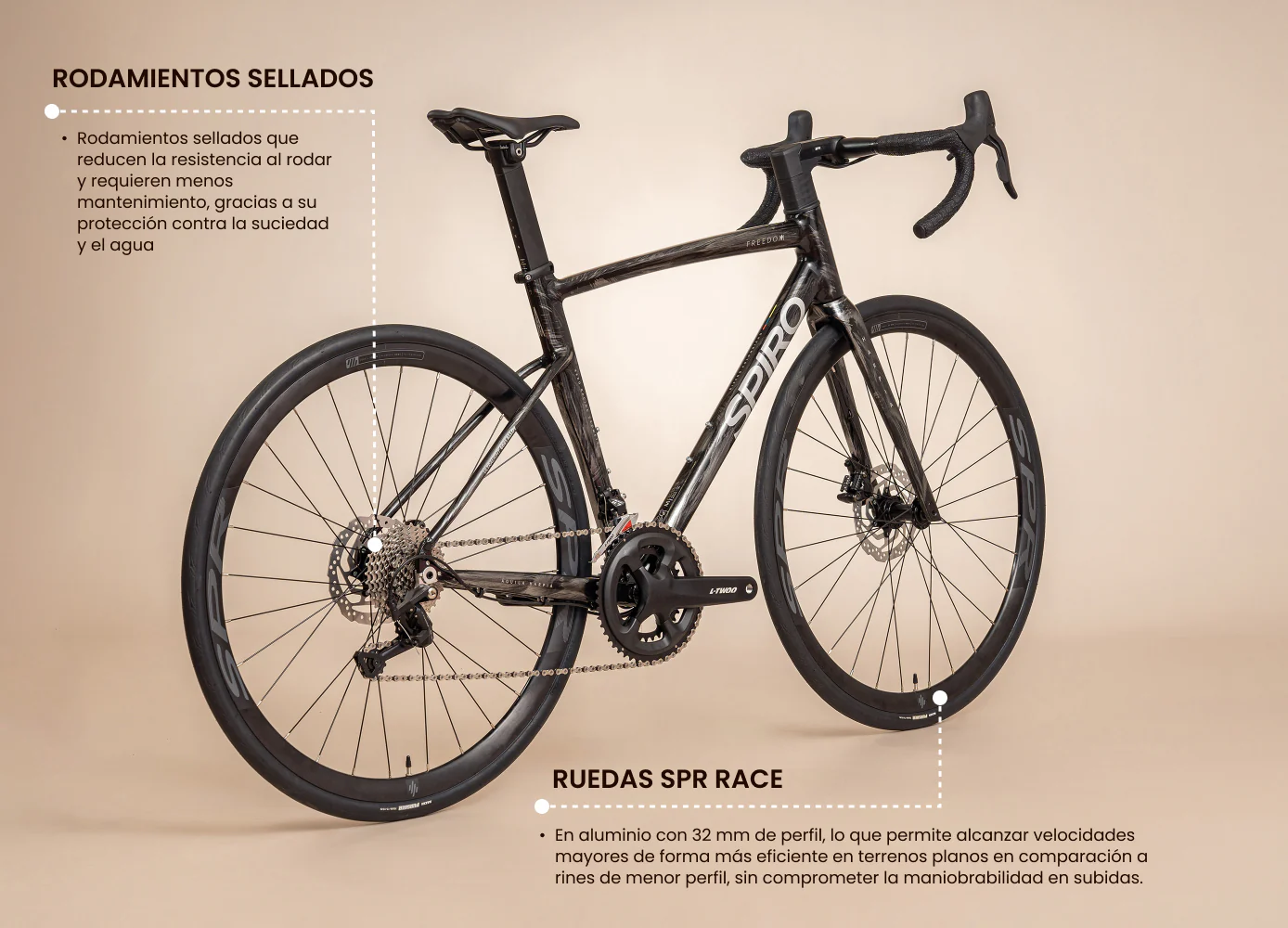 Bicicleta de ruta FREEDOM en aluminio con tenedor en carbono de 2x10 vel. - Image 10