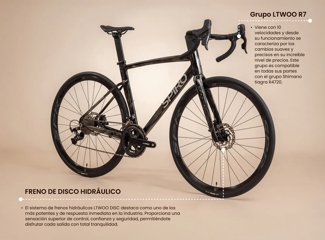 Bicicleta de ruta FREEDOM en aluminio con tenedor en carbono de 2x10 vel. - Image 9